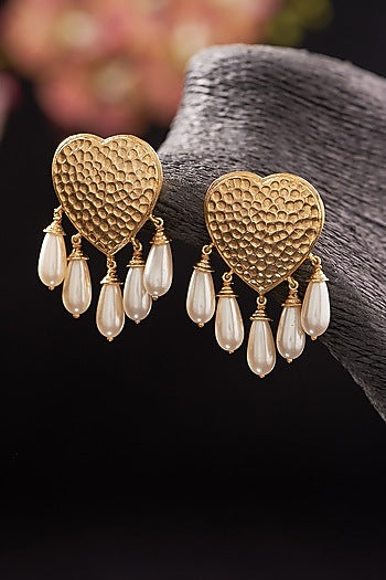 Gold Plated Pearl Bria Dangler Earrings