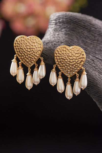 Gold Plated Pearl Bria Dangler Earrings