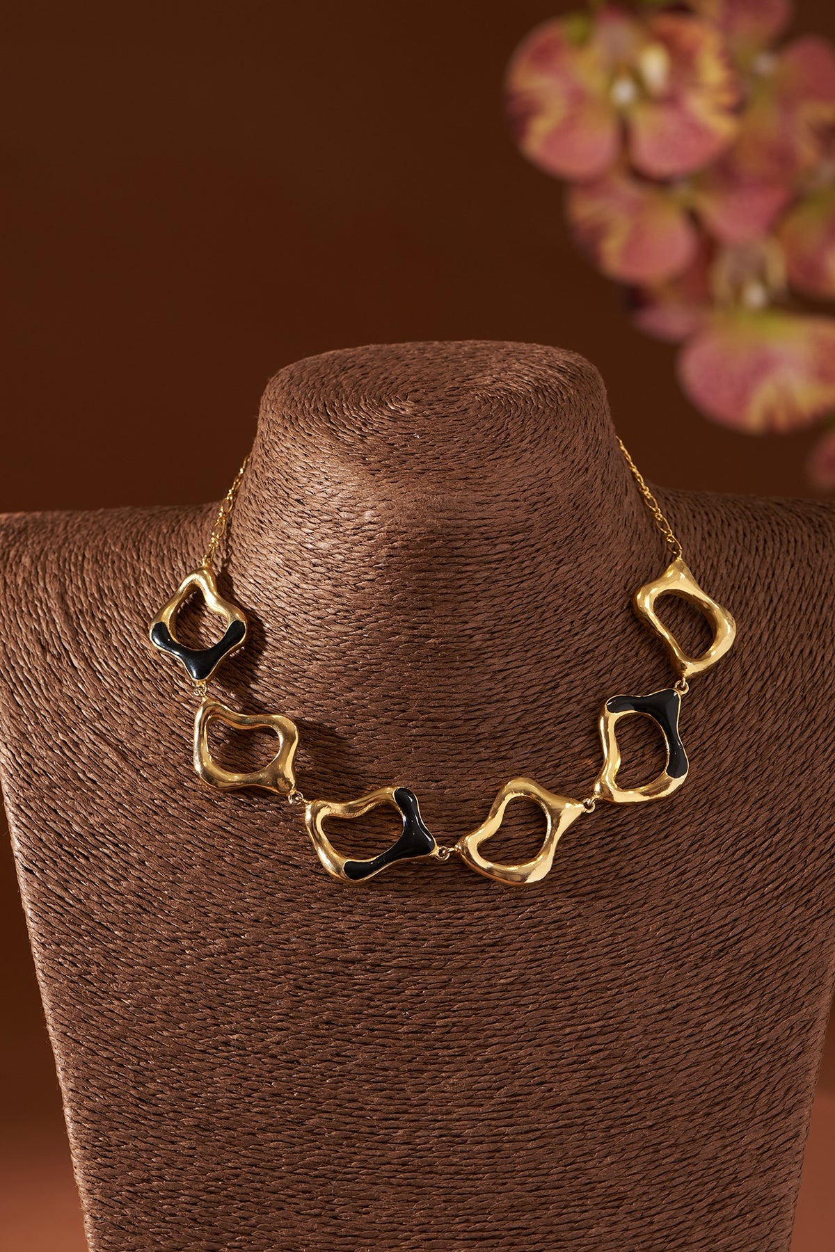 Gold Plated Enamelled Choker Necklace
