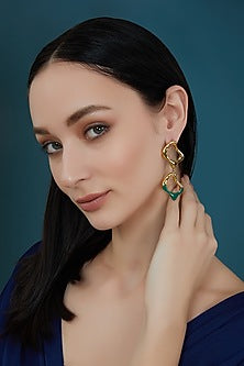 Gold Plated Enamelled Dangler Earrings