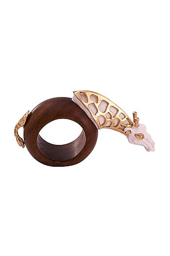 White & Gold Wood Giraffe Napkin Ring