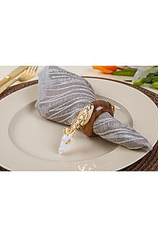 White & Gold Wood Giraffe Napkin Ring