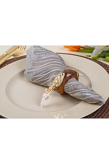 White & Gold Wood Giraffe Napkin Ring