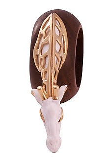 White & Gold Wood Giraffe Napkin Ring