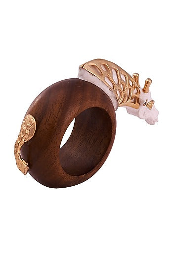 White & Gold Wood Giraffe Napkin Ring