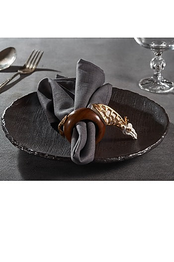White & Gold Wood Giraffe Napkin Ring