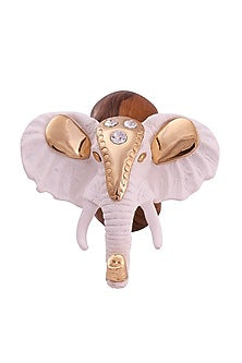 White & Gold Wood Elephant Napkin Ring