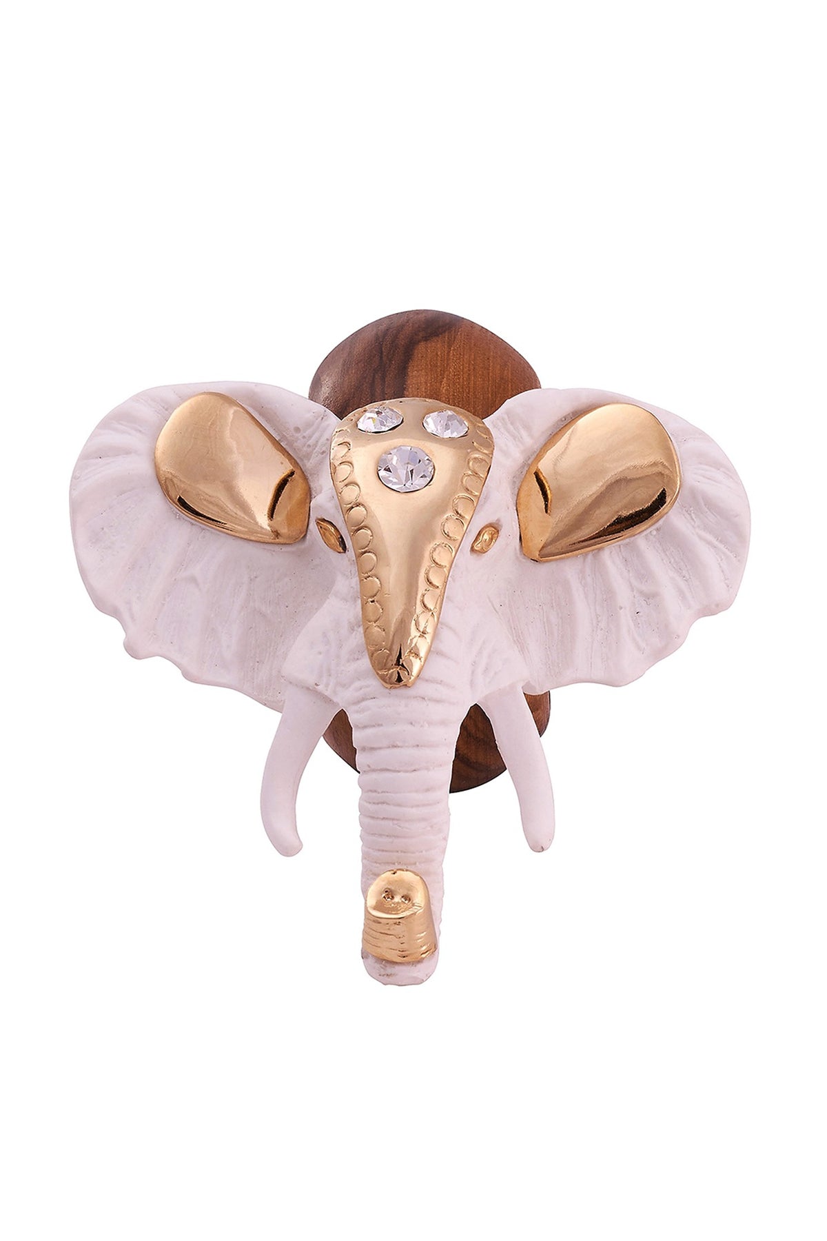 White & Gold Wood Elephant Napkin Ring