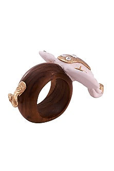 White & Gold Wood Elephant Napkin Ring