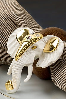 White & Gold Wood Elephant Napkin Ring