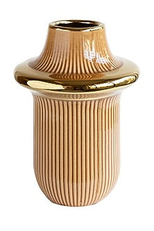 Orange Ceramic Rib-Ring Vase