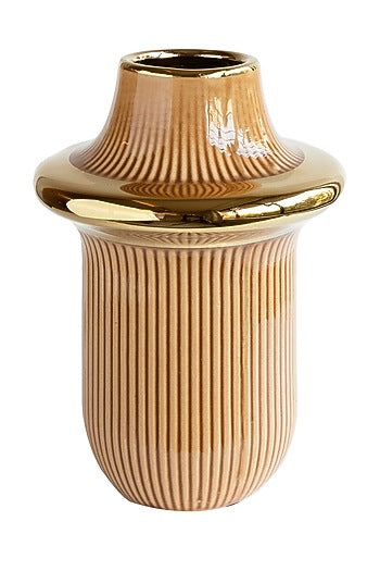 Orange Ceramic Rib-Ring Vase