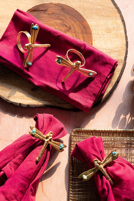 Gold Metal Napkin Rings (Set Of 4)