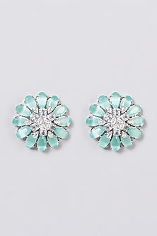 White Finish Floral Earrings