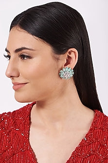 White Finish Floral Earrings
