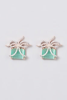 White Finish Zircon Stud Earrings