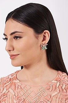 White Finish Zircon Stud Earrings