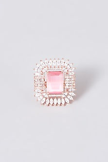 White Finish Ring With Zircons