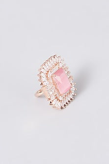 White Finish Ring With Zircons