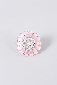 White Finish Floral Ring