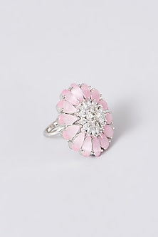 White Finish Floral Ring