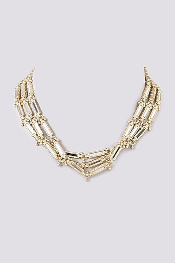 Gold Finish Mirror Layered Necklace