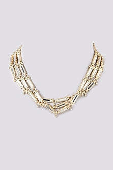 Gold Finish Mirror Layered Necklace