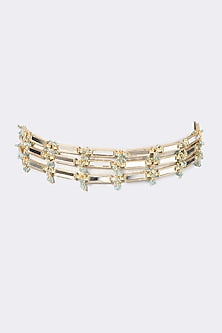 Gold Finish Mirror Layered Choker Necklace
