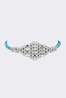 Silver Finish Mirror Falak Teer Choker Necklace