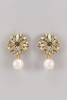 Gold Finish Water Pearl Earrings