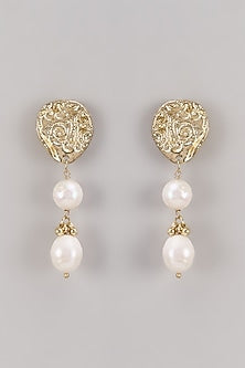 Gold Finish Water Pearl Earrings