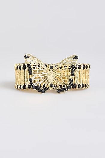 Gold Finish Black Stone Bracelet