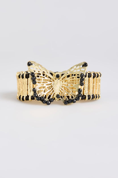 Gold Finish Black Stone Bracelet
