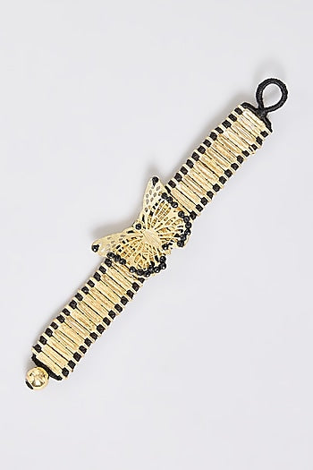 Gold Finish Black Stone Bracelet