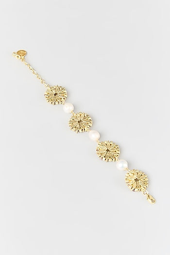 Gold Finish Water Pearl Bracelet