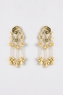 Gold Finish Water Pearl Dangler Earrings