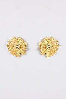 Gold Finish Water Pearl Stud Earrings
