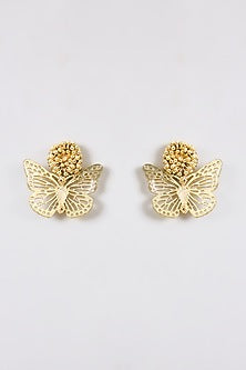 Gold Finish Water Pearl Stud Earrings