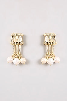 Gold Finish Water Pearl Dangler Earrings