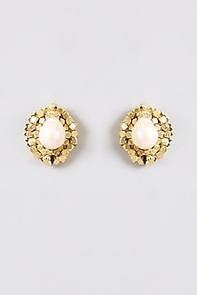 Gold Finish Water Pearl Stud Earrings