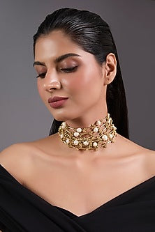 Gold Finish Freshwater Pearl Necklace