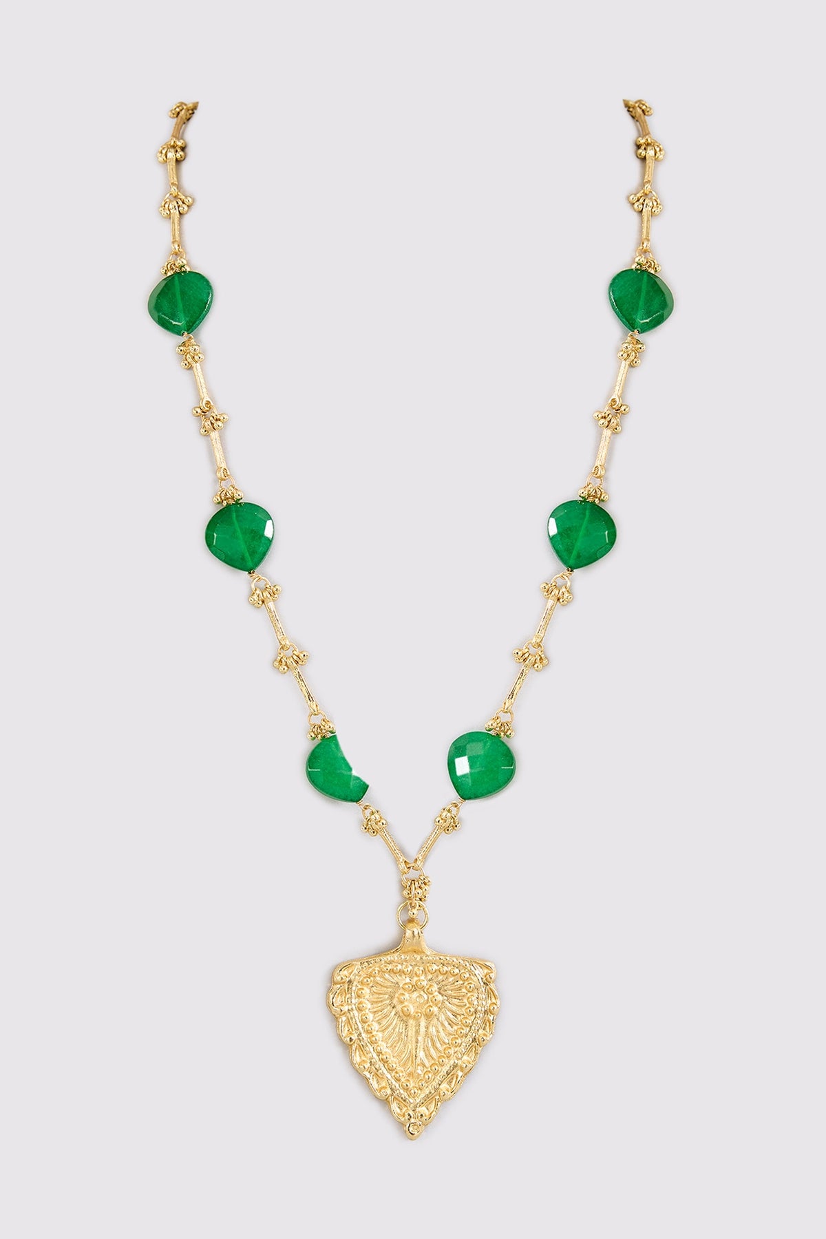 Gold Finish Green Water Pearl Necklace
