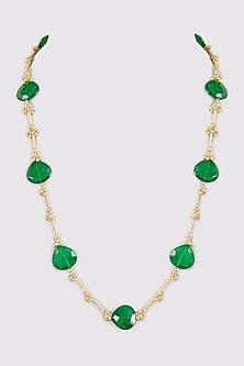 Gold Finish Green Water Pearl Necklace