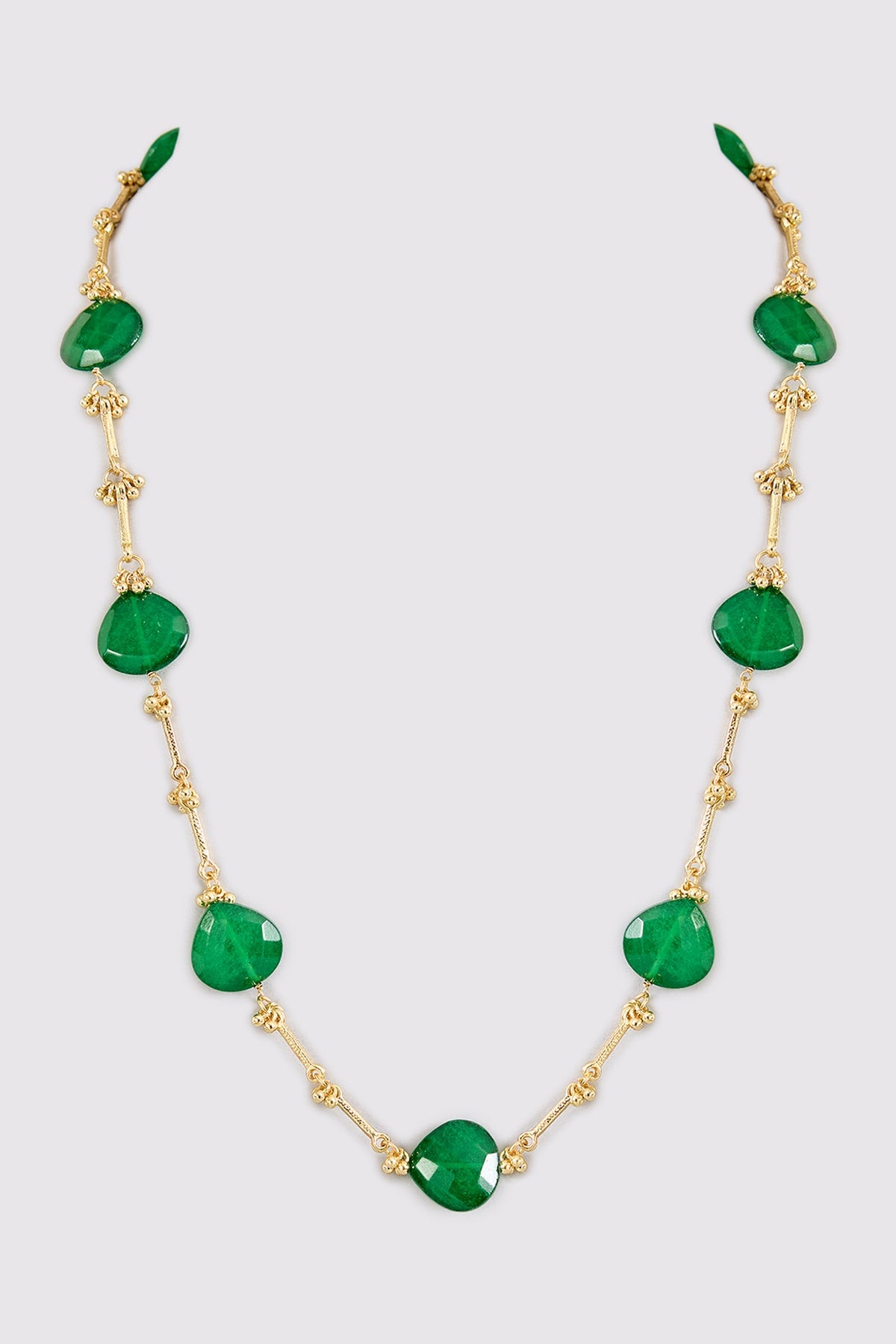 Gold Finish Green Water Pearl Necklace