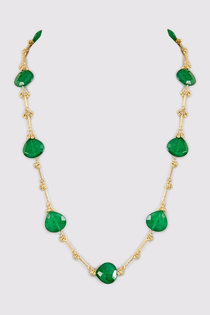 Gold Finish Green Water Pearl Necklace