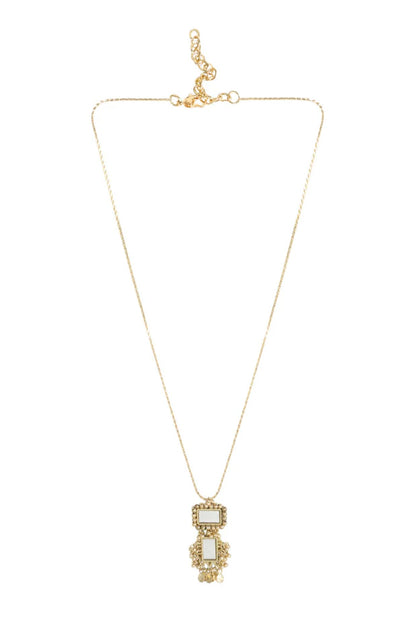 Gold Finish Mirror & Gold Stone Necklace