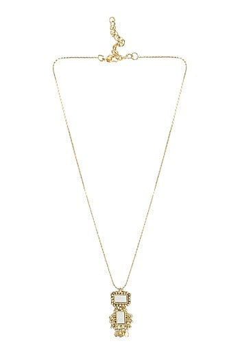 Gold Finish Mirror & Gold Stone Necklace