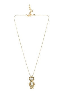 Gold Finish Mirror & Gold Stone Necklace