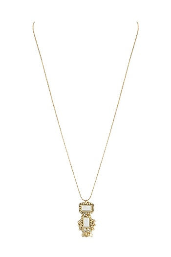 Gold Finish Mirror & Gold Stone Necklace