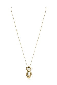 Gold Finish Mirror & Gold Stone Necklace